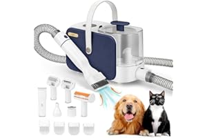 ITBABY Dog Grooming Kit, Pet Grooming Kit & Vacuum Suction 99% Pet Hair Groomer, Professional Grooming Clippers with 8 Proven Grooming Tools for Dogs Cats, Quiet Pet Vacuum Groomer (Purple)