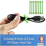 EliteTechGear Twist Ties For Organizing Your Gear 8-Pack 3 Inch (Green)