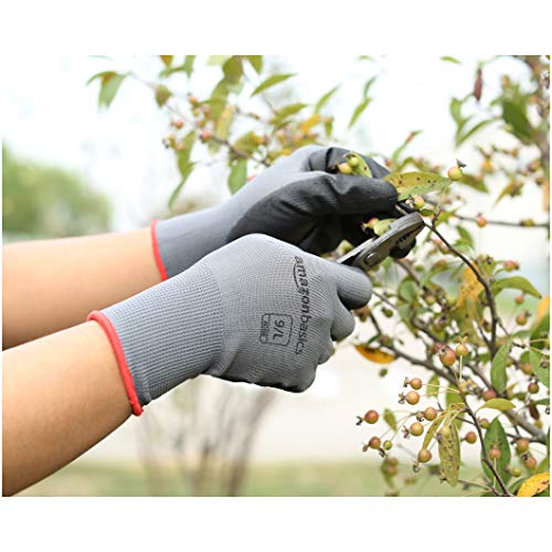 Amazon Basics Polyurethane Coated Work Gloves, Polyester Liner Fiber