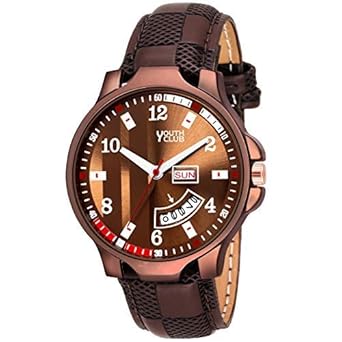 Youth Club DD-209CF New Day and Date Functioning Brown Dial Watch - for Men