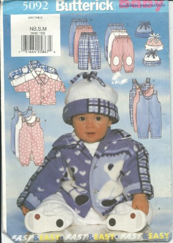 Butterick 5092 Sewing Pattern Baby Clothes Size NB-M