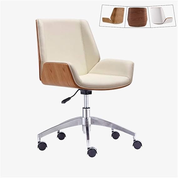 ZHEN GUO Mid Century Modern Office Desk Chair With Cipri Leather