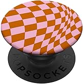 Classic Checkered Checker Checkerboard Wavy Pink Terracotta PopSockets Adhesive PopGrip