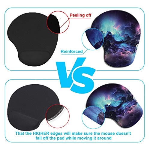 Dooke Ergonomic Mouse Pad with Wrist Support, Cute Mouse Pads with Non-Slip Rubber Base for Home Office Working Studying Easy Typing & Pain Relief Galaxy