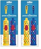 Amazon Basics Kids Electric Toothbrush, Battery Powered, Soft Bristles, Oscillating Brush Head, Ages 4+, 2 Count, 2-Pack (Previously Solimo)