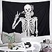 MARTINE MALL Rock and Roll Skull Tapestries, Funny Skull Human Skeleton Tapestry Wall Hanging for Room Decoration, Black and White Wall Art Tapestry (59.1
