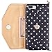 Cordking Wallet Case Compatible with iPhone 7 Plus Wallet Case/iPhone 8 Plus Wallet Case Premium Tri-Fold Leatherette Polka Dots Wristlet Clutch Purse Cover with Removable Wrist Strap - Black