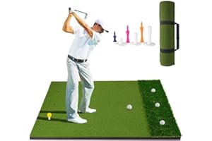 MONOJOY Golf Hitting Mat 5x4ft, Thick 31mm Artificial Turf Practice Mat with 6 Tees, Durable EVA Backing for Indoor | Outdoor Driving, Chipping & Swing Training