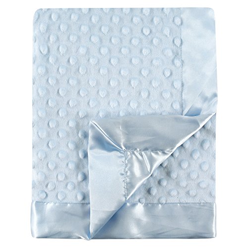 Hudson Baby Dotted Mink Blanket with Satin Binding, Blue, One Size