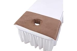 Massage Table Cover Towel with Face Cradle Hole, Premium Fitted Sheet with Locked Edges (Brown)