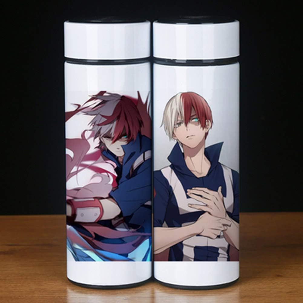 Yhrhredfjh Anime Demon Slayer Drinking Thermos Vacuum Insulated Water Bottle Travel Mug Stainless Steel Bottle Double Layer Portable Sports Water Cup(My Hero Academia 10 500ml)