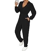 Pink Queen Jumpsuits for Women Collar V Neck Long Sleeve Rompers Casual Sport Outfits