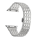 Kartice for Apple Watch Band,42mm Alloy Crystal Rhinestone Diamond Watch Band Luxury Stainless Steel Bracelet Strap apple watch series 3 band for Apple Watch All Models--42mm Silver