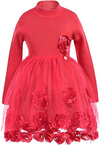 Big Girl Princess Dress Red Wedding Party Swing Dresses Long Sleeve Winter Clothes Size 10-12,13 (12-13 Year)