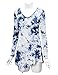 Lock and Love WT1062 Womens V Neck Long Sleeve Tie Dye Handkerchief Hem Tunic L WHITE_NAVY