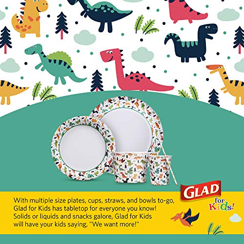 Glad for Kids Dinosaurs Paper Snack Bowls with Lids Disposable Snack