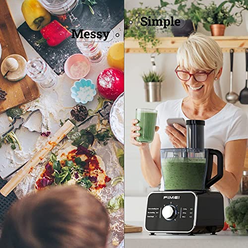 Food Processor FIMEI 12 Cup Multifunctional Food Processor- Chopper, Mixer, Knead Dough Blade, Cutting, Shredding, Slicing Attachments and 3.2L Bowl, 3 Speeds Plus Pulse