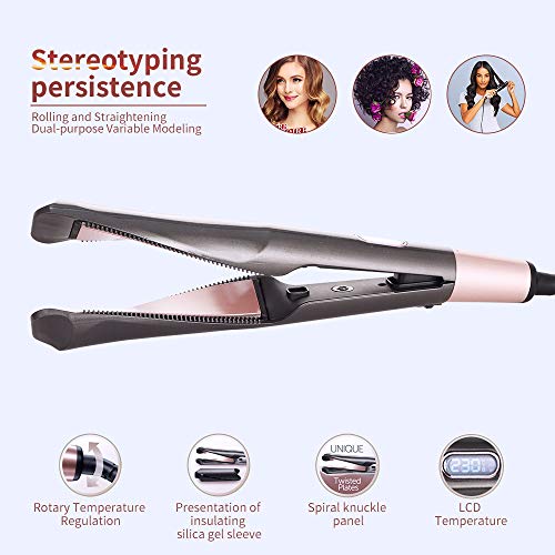 Professional Hair Straightener Curling Iron 2 in 1 Tourmaline Ceramic Twisted Flat Iron for All Hair Types with LCD Digital Display & Auto Shut-Off From AMULISS