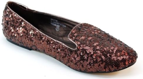 Lady Glitter Sequence Studded Loafer Flats
