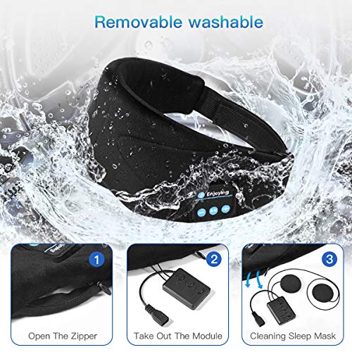 Sleep Headphones, 2020 Wireless 5.0 Bluetooth Eye Mask Music Sleep Mask Noise Canceling Bluetooth Headphones, HD Stereo Sound, Travel Music Play Built-in Speakers Microphone Handsfree
