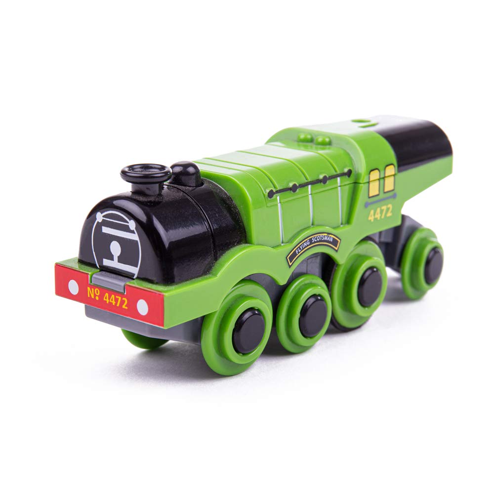 Bigjigs Rail Flying Scotsman Battery Train - Compatible with Most Major Wooden Railway Set Brands, Motorised Train for Wooden Track