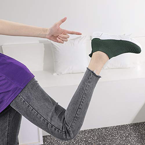 DRKA Women's Athletic Mesh Walking Shoes, Lightweight and Breathable Slip-on Sneakers（17909-green-39） - Thumbnail 4