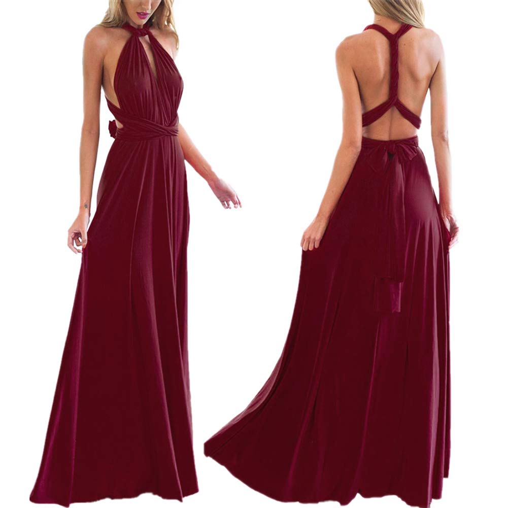 Condition photo showing New/Like New for women's transformer convertible multi way wrap long prom maxi dress v-neck hight low wedding bridesm