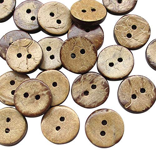 Chenkou Craft 100pcs Brown Natural Coconut Coco Button 2 Holes Craft Clothe Sewing (1 1/4"(30mm))