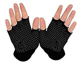 Mato & Hash Yoga Pilates Fingerless Exercise Grip Gloves - Blackout