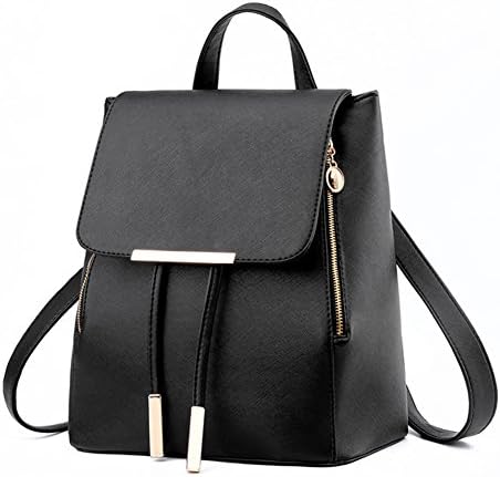 Womens Purse Leather Mini Casual Girls Schoolbag Tote Bag Shoulder Bag Rucksack PU bag Casual Waterproof (black)