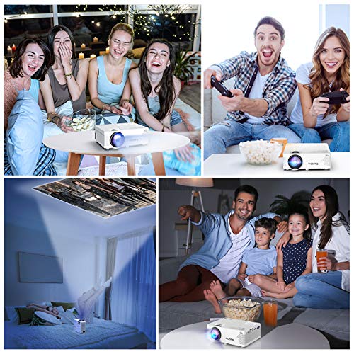 VicTsing Mini Projector with Tripod, 3500 Lux (50% Brighter) Wireless Projector, 1080P Supported Video Projector, HiFi Sound, Compatible with TV Stick, Laptop
