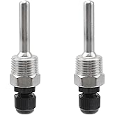 Meprotal 2pcs 1/2 Inch NPT Thermowell Weldless Stainless Steel Temperature Sensor Thermowell with Plastic Cap for Homebrew Br