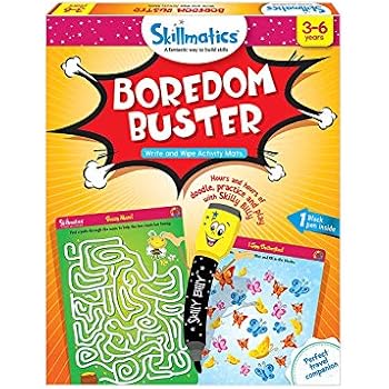 Skillmatics Educational Game: Boredom Buster (3-6 Years) | Erasable and Reusable Activity Mats | Travel Friendly Toy with Dry Erase Marker | Learning tools for Kids 3, 4, 5, 6 Years