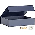PSHVYM Gift Boxes with Lids, 11.5x7.8x3 In Gentleman Blue Gift Box for Presents Magnetic Closure for T-Shirts, Gloves, Scarves, Books, Baby Clothes, Robes Clothing Gift Wrap, Contains Card, Ribbon