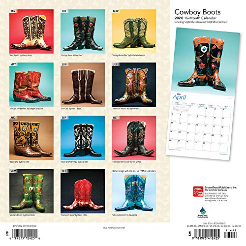 Cowboy Boots 2020 12 x 12 Inch Monthly Square Wall Calendar, USA United States of America Shoe