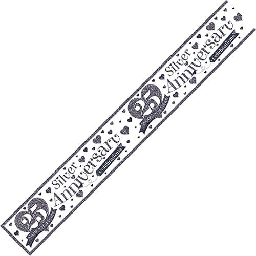 Silver Wedding 25th Anniversary Banner Celebration Pennant