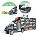 iBaseToy Toy Trucks Transport Car Carrier - Toy Cars Truck Educational Vehicles Toy Car Set Includes 12 Cars, 2 Helicopters, 28 Toy Car Slots，Great Gift for Kids, Toddlers, Children - Boys and Girls