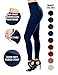 Sejora Fleece Lined Leggings High Waist Compression Slimming Warm Opaque Tights (One Size, Navy)