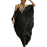 Bsubseach Turkish Cold Shoulder Kaftan Dresses Swimsuit Cover Up Maxi Dress Beach Cover Ups