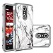Rosebono Compatible with ZTE Grand X4/ ZTE Blade Spark Case Hybrid Dual Layer Shockproof Hard Cover Graphic Fashion Cute Colorful Silicone Skin Case for ZTE Grand X4 - White Marble