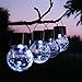 Torjim Hanging Solar Lights - 4 Pack White LED Solar Crackle Glass Ball Lights, Waterproof Outdoor Lanterns with Handle for Patio, Garden, Tree, Holiday Decoration