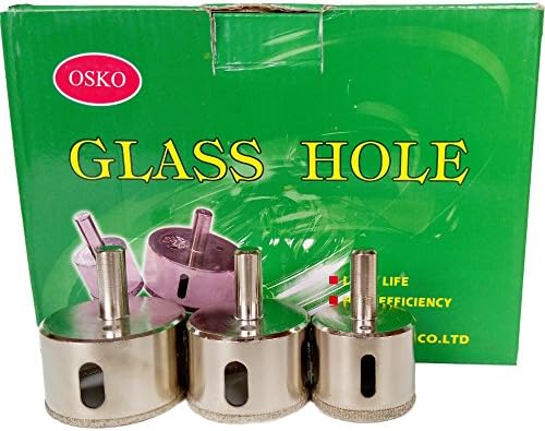 BERON 5 Pcs Diamond Drill Bit Set 3/16", 1/4", 5/16", 3/8", 1/2" - Wet Use for Tiles, Glass, Fish Tanks, Marble, Granite, Ceramic, Porcelain, Bottles, Quartz - Lot 5 Diamond Coated Drills - Kitchen, Bathroom, Shower, Lamp