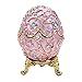 Pink Flowered Faberge Egg with Stand and Ring Insert - Swarovski Crystals, Limited Edition Collectible