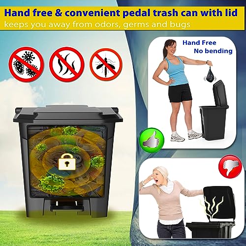 Meegood Dog Poop Trash Can for Outdoors with Pooper Scooper, 15L/4Gallon Dog Waste Trash Can with Lid and Removable Inner Waste Bin, Sturdy Rake & Poop Scooper for Dogs (Extra Free 75pcs Poop Bags)
