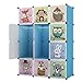 KOUSI Kids Dresser Kids Closet Portable Closet Wardrobe Children Bedroom Armoire Clothes Hanging Storage Rack Cube Organizer,Cute Cartoon,Safety & Large & Sturdy (Blue, 42