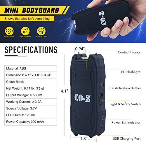 COZ 500,000V Mini Taser Stun Gun Highly Portable Ultrapowerful USB