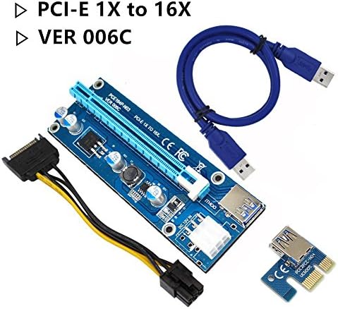 Sorking PCI-E 1X to 16X Extension Cable PCI Express VER 006C USB 3.0 Extension Cable with SATA Cable 15pin Male to 6pin Female Power Supply Mining Dedicated