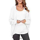 ZANZEA Women's Off The Shoulder Batwing Tops Casual Loose Oversized Tshirts Long Sleeve Fall Pullover Sweater Tops