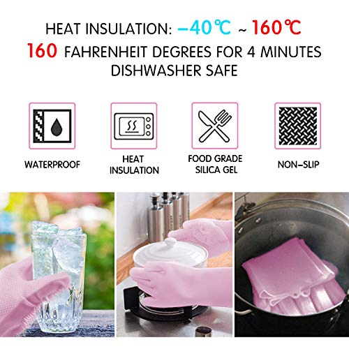 image for Letlar Magic Saksak Silicone Cleaning Gloves Brush Scrubber, Reusable 