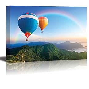 Colorful Hot Air Balloons Flying Over The Mountain Wall Decor